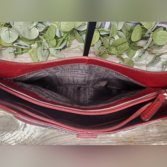 Etienne Aigner Vintage Dark Red Adjustable Strap Shoulder Bag - Picture 10 of 16